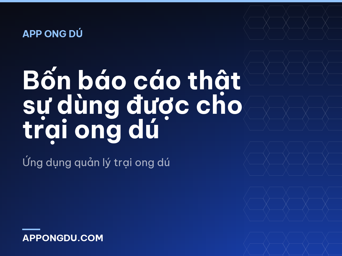 Bốn báo cáo thật sự dùng được cho trại ong dú