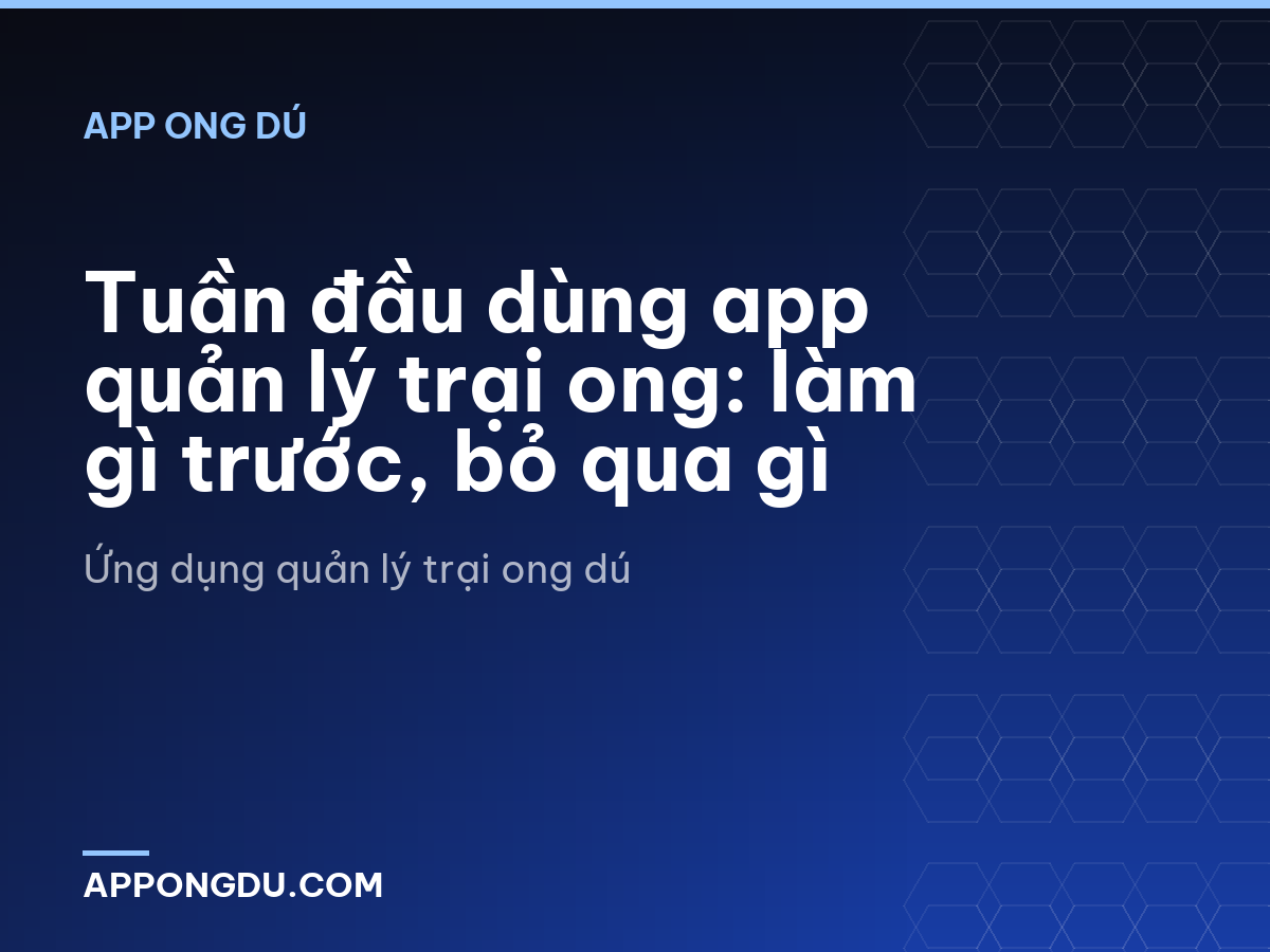 Tuần đầu dùng app quản lý trại ong: làm gì trước, bỏ qua gì